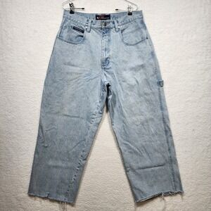 Vintage Southpole Carpenter Jeans 34 Baggy Y2K Distressed Raw Hem Made Hong Kong